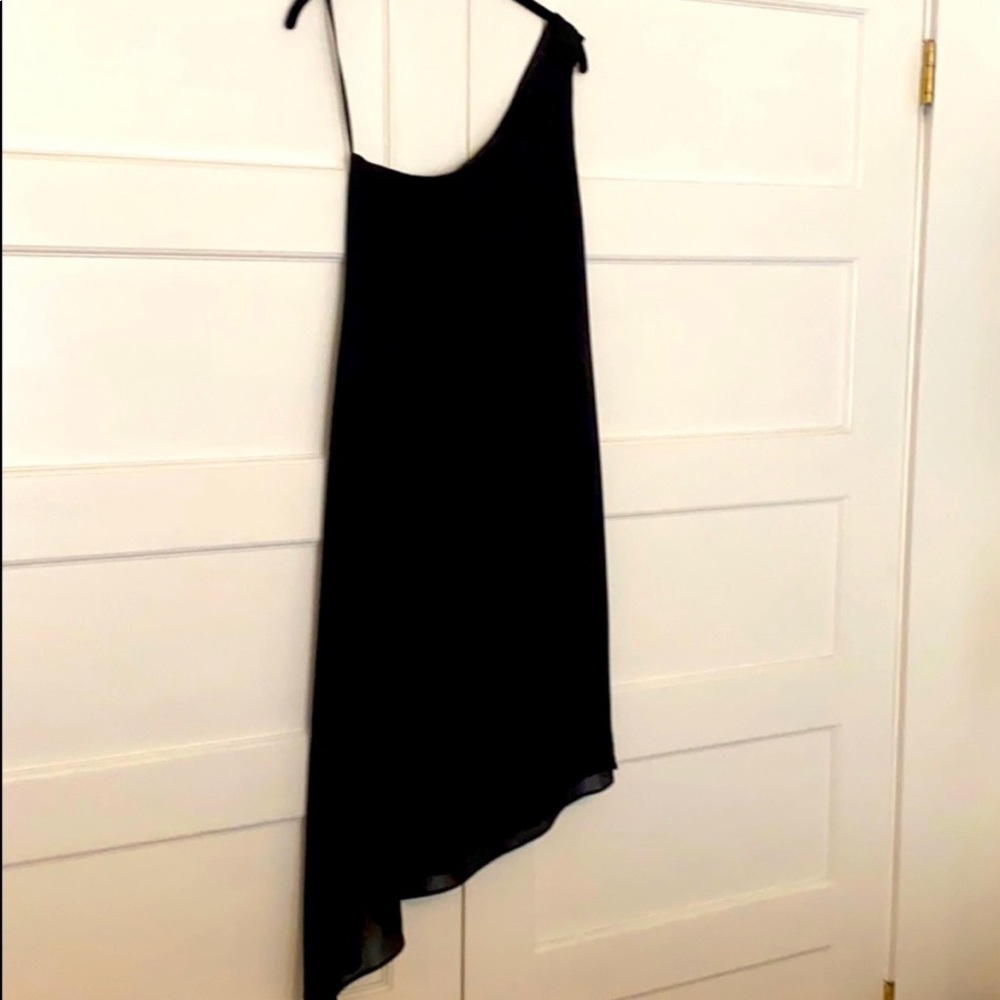 One shoulder asymmetrical little black dress